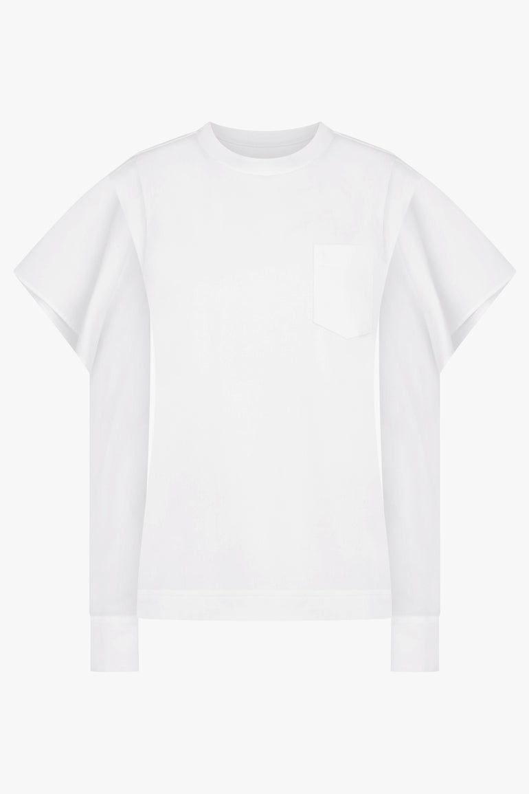 SACAI RTW L/S Top With Cowl Sleeve | White