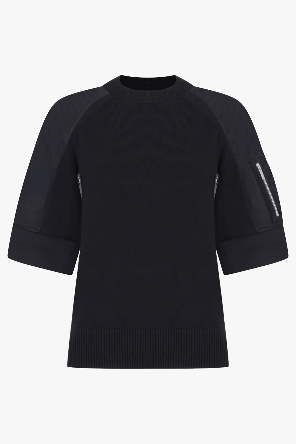 SACAI RTW S/S Contrast Sleeve Top | Black
