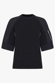 SACAI RTW S/S Contrast Sleeve Top | Black