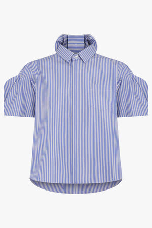 SACAI RTW S/S Stripe Shirt With Puff Sleeves | Blue