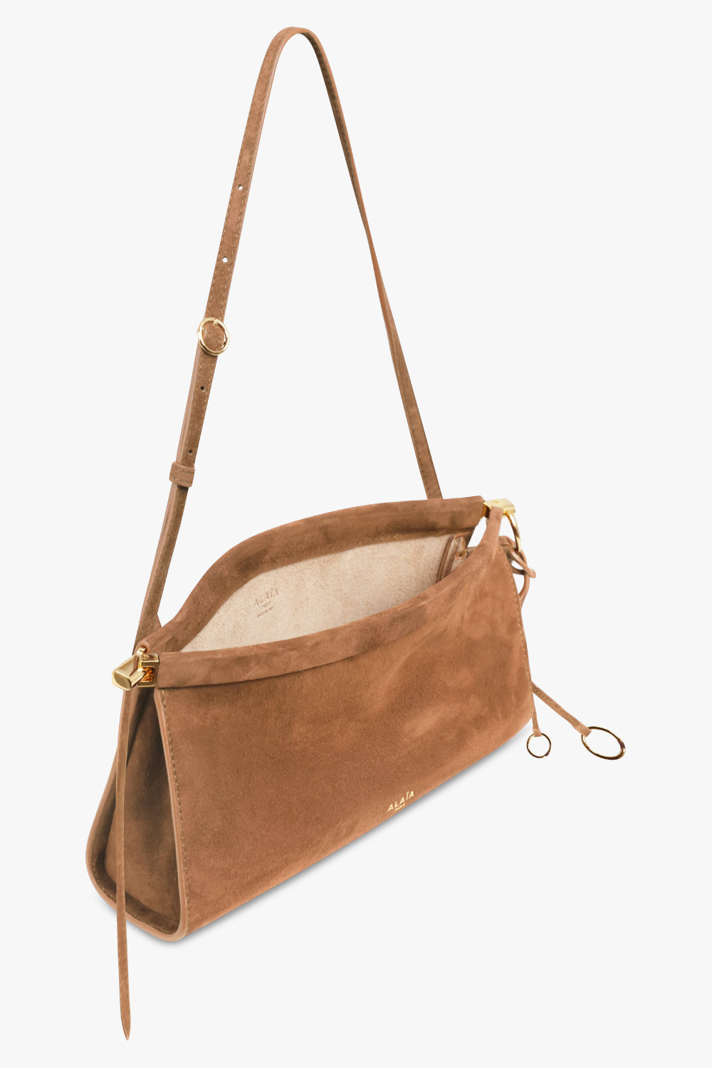 ALAIA BAGS BROWN / UMBER Le Click East/West Medium Baguette Bag | Shadow