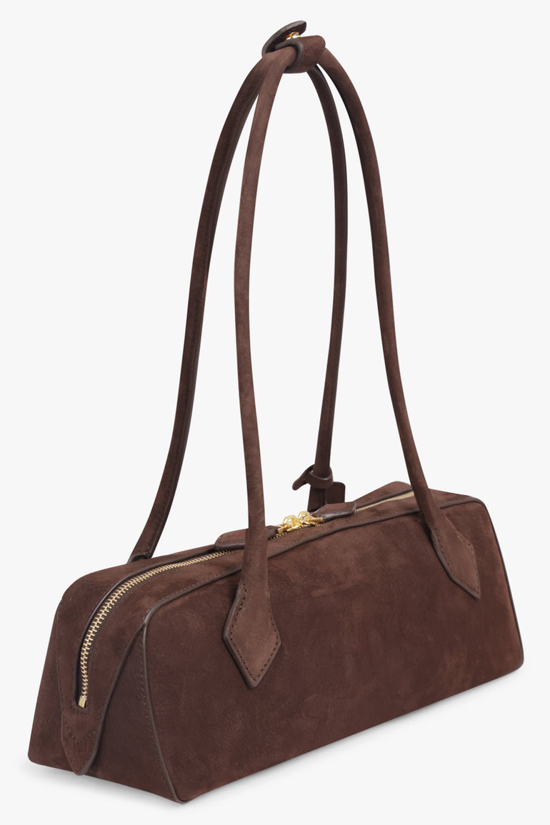 ALAIA BAGS BROWN / BROWN/GOLD Le Teckel Suede Medium Bag | Brown