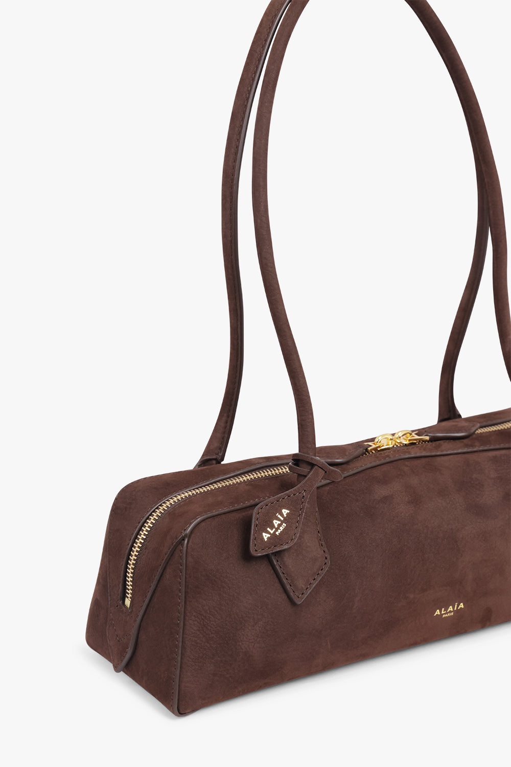 ALAIA BAGS BROWN / BROWN/GOLD Le Teckel Suede Medium Bag | Brown