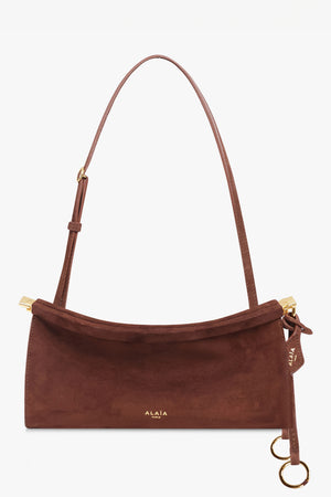 ALAIA BAGS BROWN / BROWN Le Click East/West Small Baguette Suede Bag | Brown