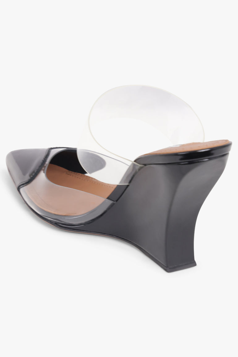 ALAIA SHOES Le Coeur Heart 90mm Patent Wedge Mule | Black