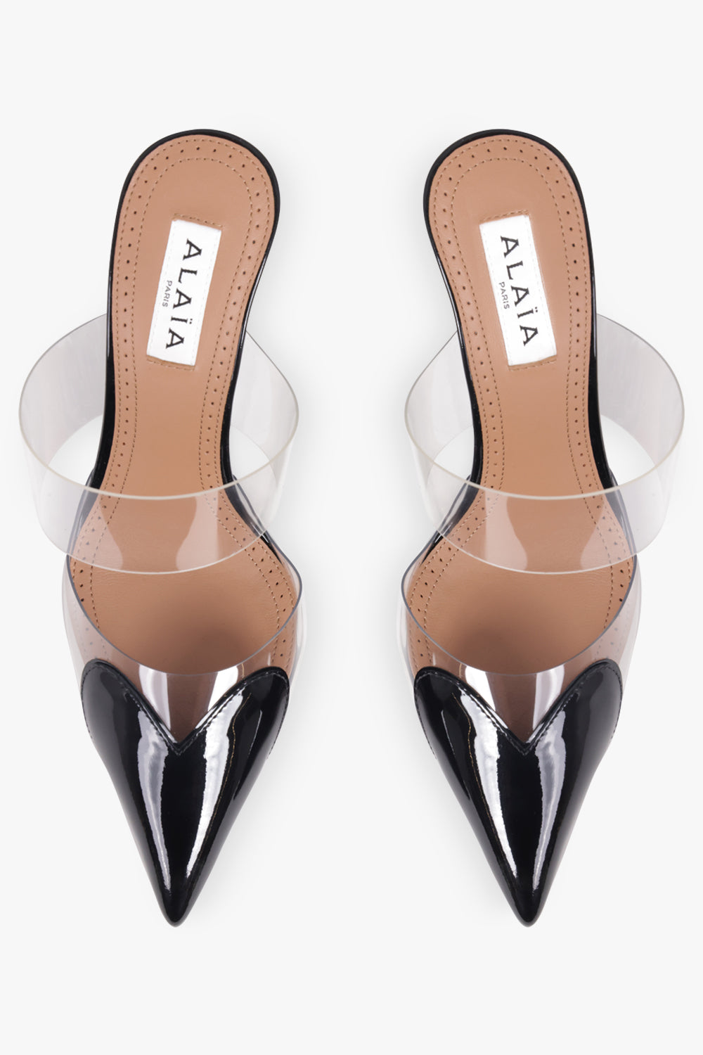 ALAIA SHOES Le Coeur Heart 90mm Patent Wedge Mule | Black