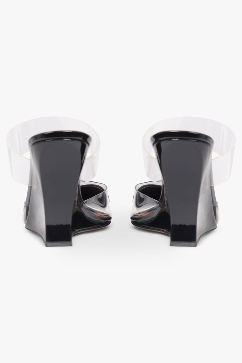 ALAIA SHOES Le Coeur Heart 90mm Patent Wedge Mule | Black