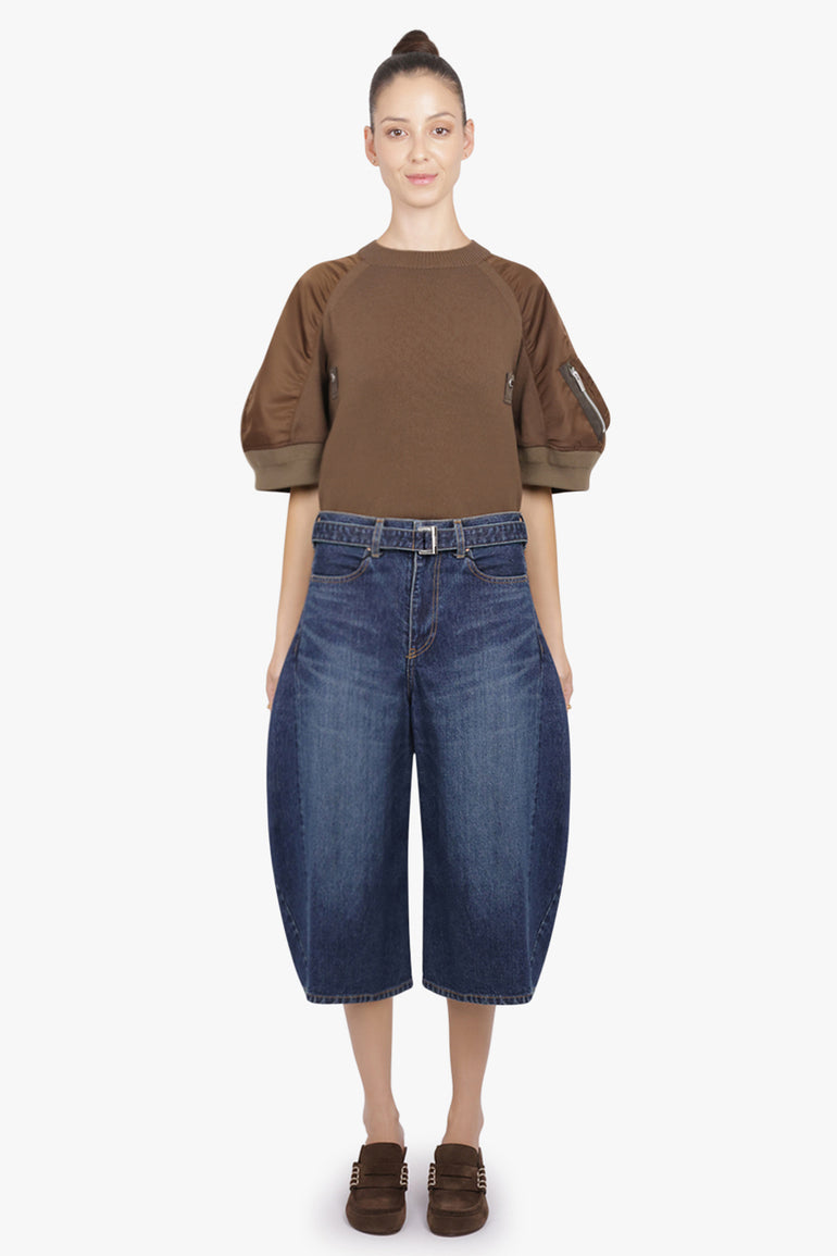 SACAI RTW S/S Contrast Sleeve Top | Brown