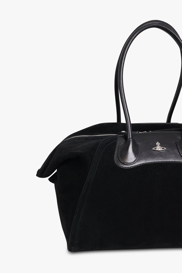VIVIENNE WESTWOOD BAGS BLACK / Black Shirley Suede Holdall Tote Bag | Black