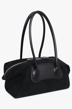 VIVIENNE WESTWOOD BAGS BLACK / Black Small Shirley Suede Holdall Tote Bag | Black