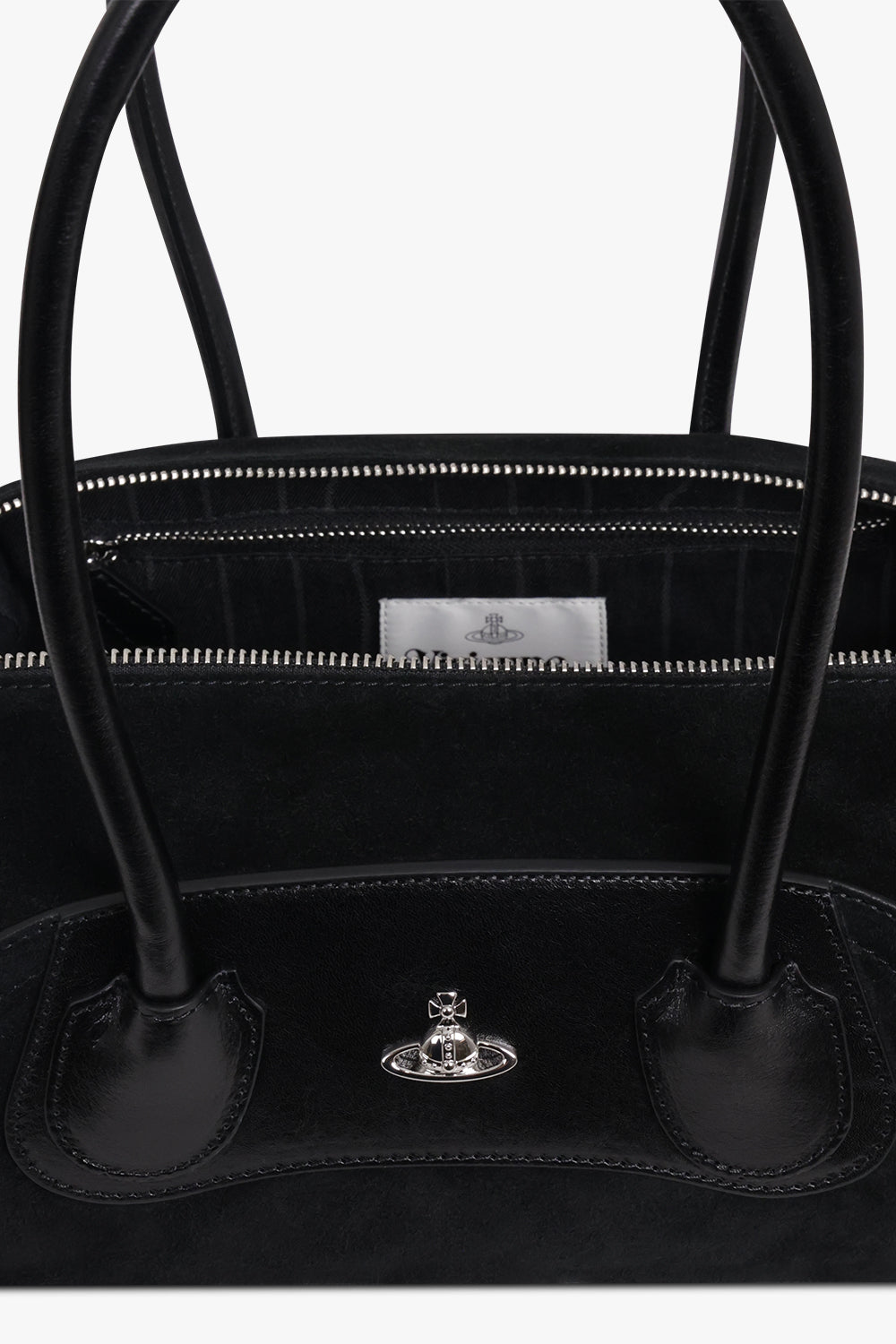 VIVIENNE WESTWOOD BAGS BLACK / Black Small Shirley Suede Holdall Tote Bag | Black