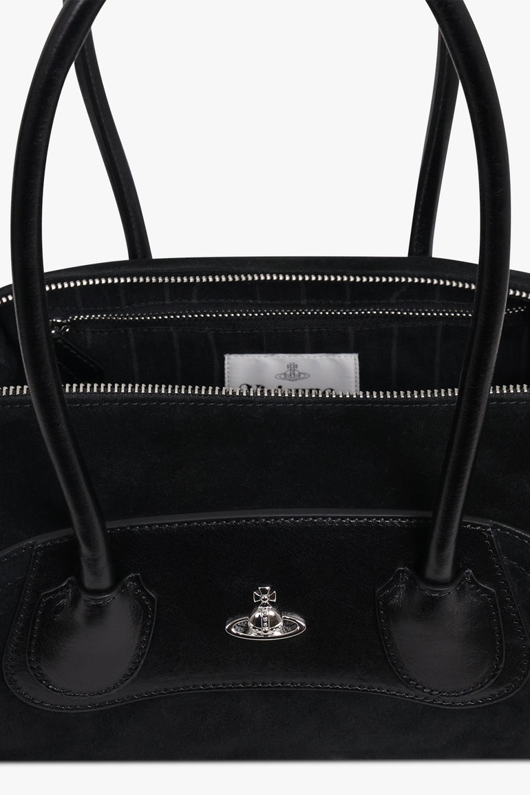VIVIENNE WESTWOOD BAGS BLACK / Black Small Shirley Suede Holdall Tote Bag | Black