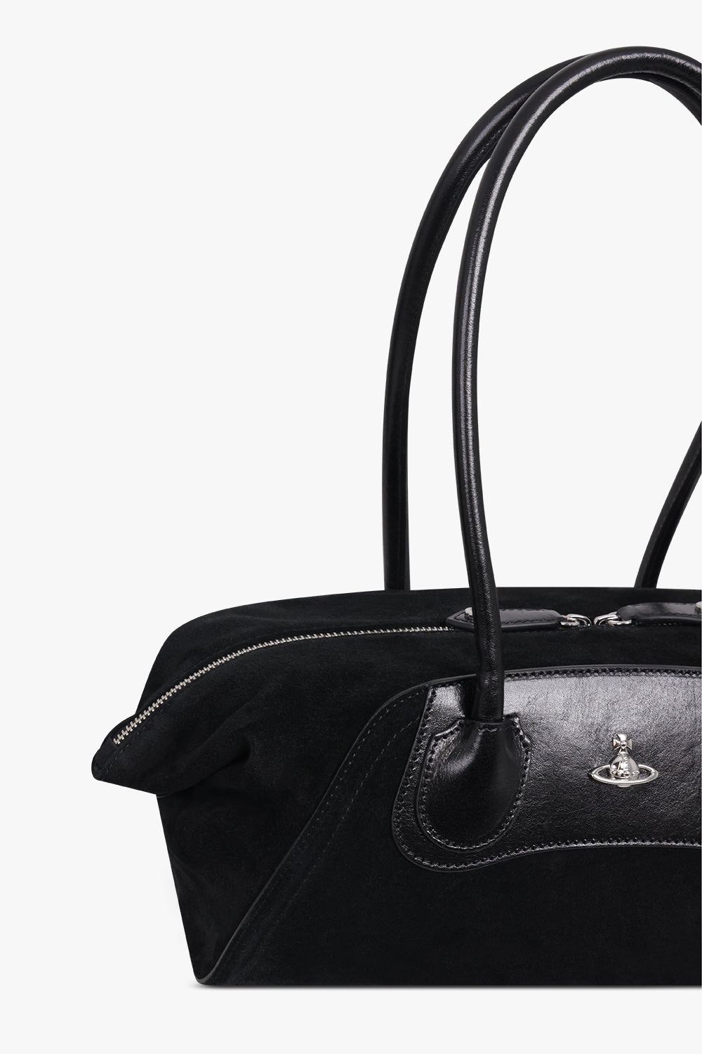 VIVIENNE WESTWOOD BAGS BLACK / Black Small Shirley Suede Holdall Tote Bag | Black