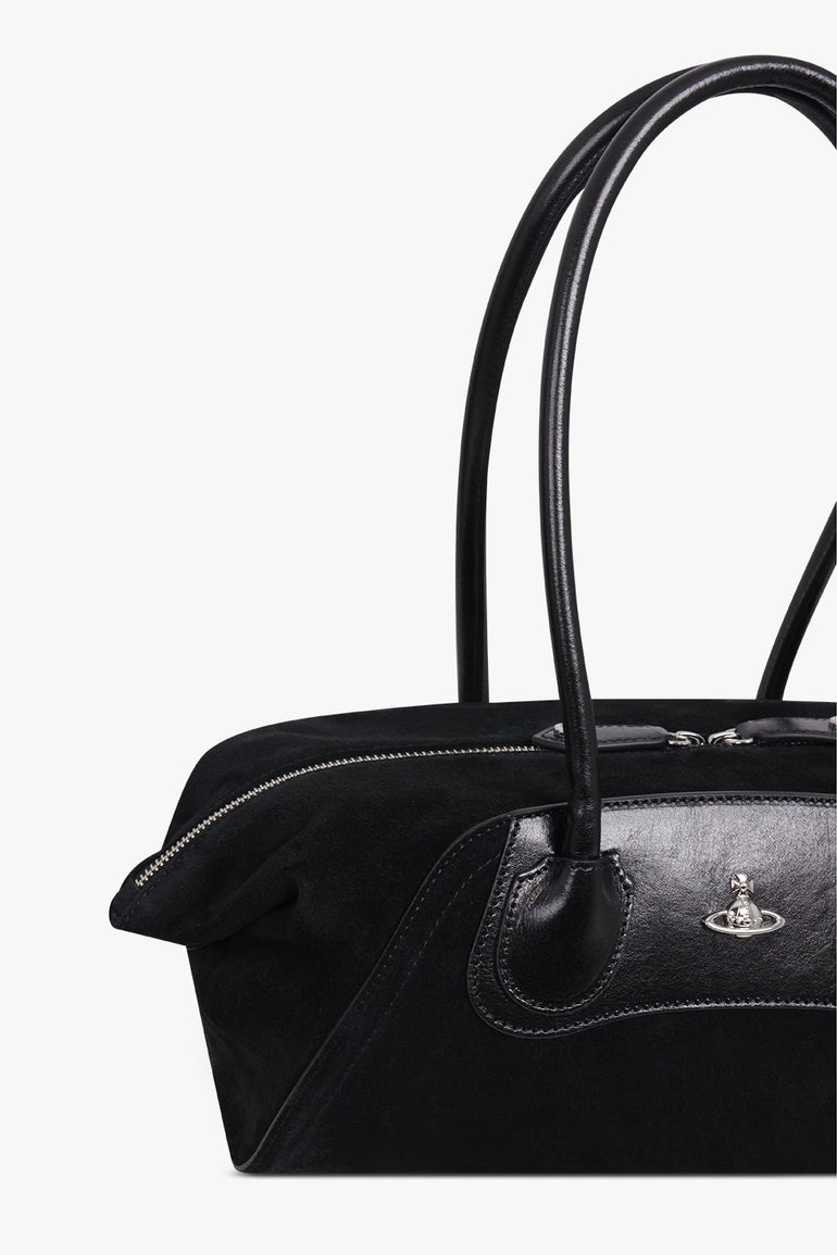 VIVIENNE WESTWOOD BAGS BLACK / Black Small Shirley Suede Holdall Tote Bag | Black