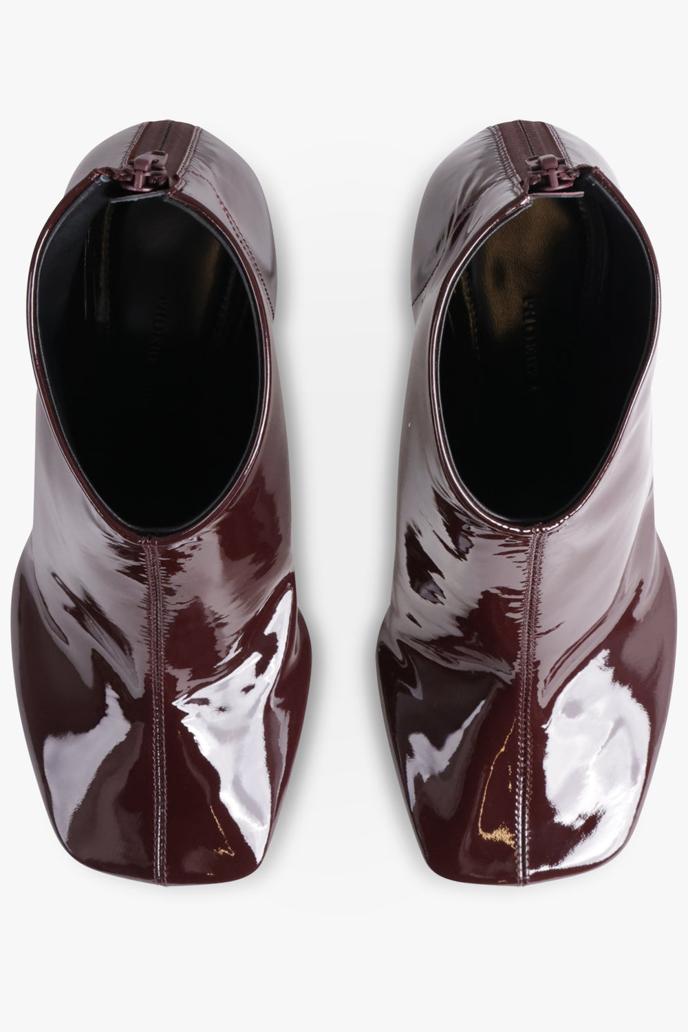 PHOEBE PHILO SHOES Soft Square Patent 90mm Ankle Boot | Bordeaux