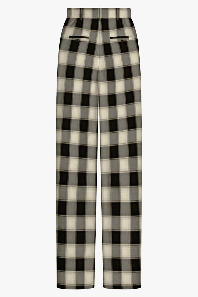 PHOEBE PHILO RTW Low Rise Drop Oversized Check Tailored Trouser | Black/Cream