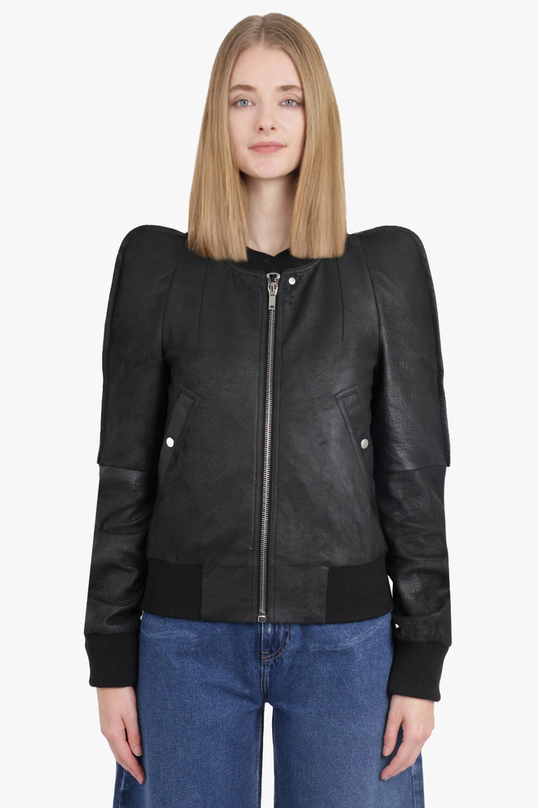 RICK OWENS RTW Metro Flight Leather Bomber Jacket | Black