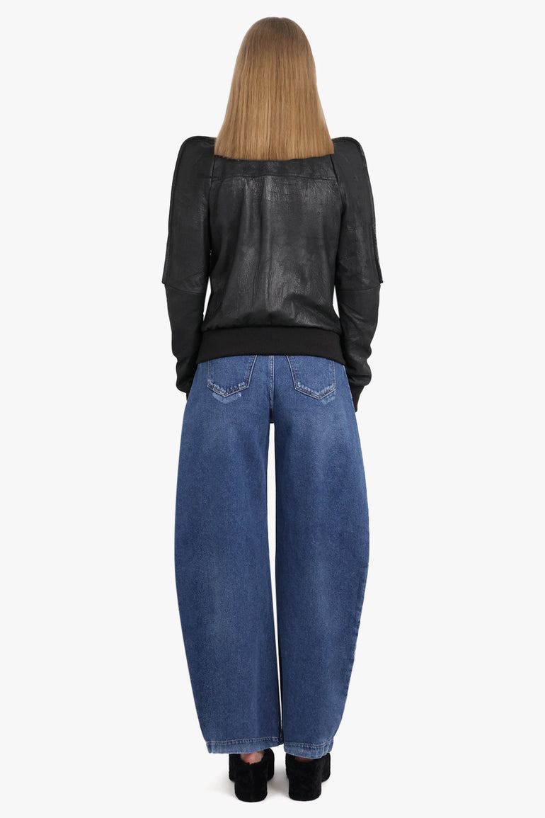 RICK OWENS RTW Metro Flight Leather Bomber Jacket | Black