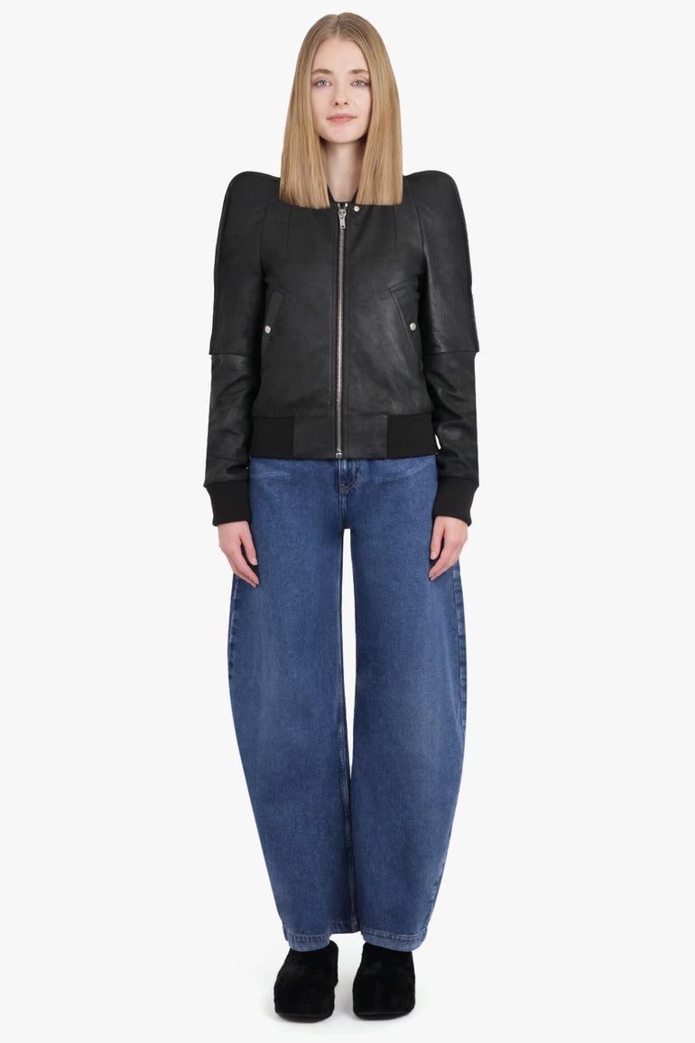 RICK OWENS RTW Metro Flight Leather Bomber Jacket | Black