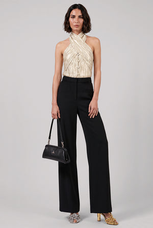 Wide Leg Pleat Pant | Black
