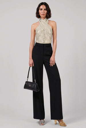 Wide Leg Pleat Pant | Black