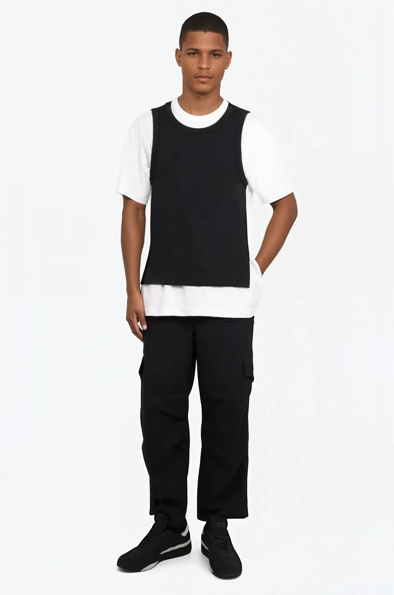 Two Layer Contrast S/S T-Shirt | Black/White – Parlour X