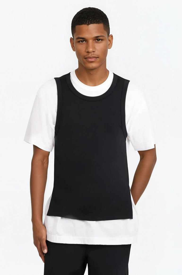 COMME DES GARCONS HOMME PLUS RTW Two Layer Contrast S/S T-Shirt | Black/White