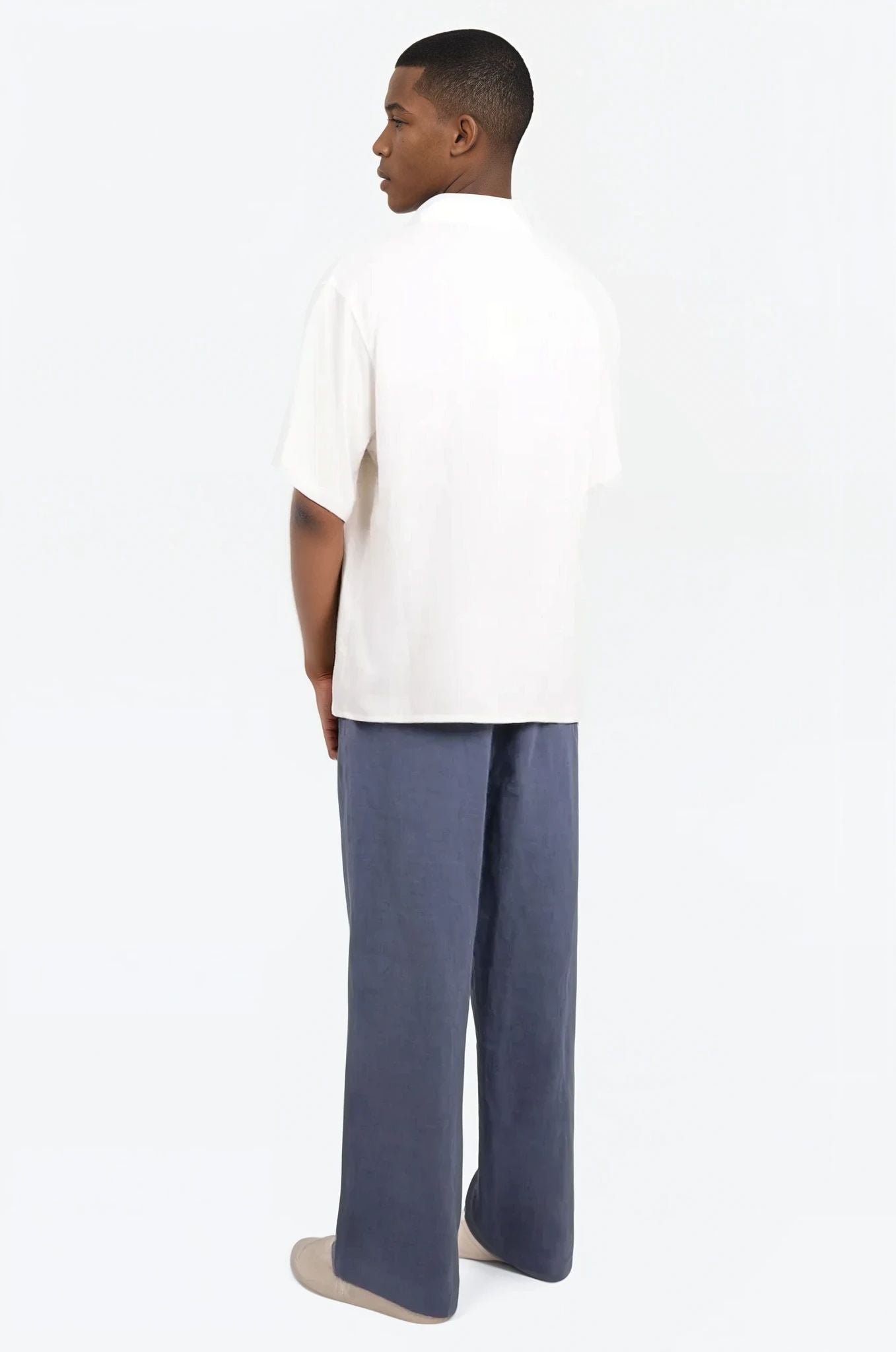 COMMAS RTW Palm Embroidered Camp Collar S/S Shirt | Off White/Multi