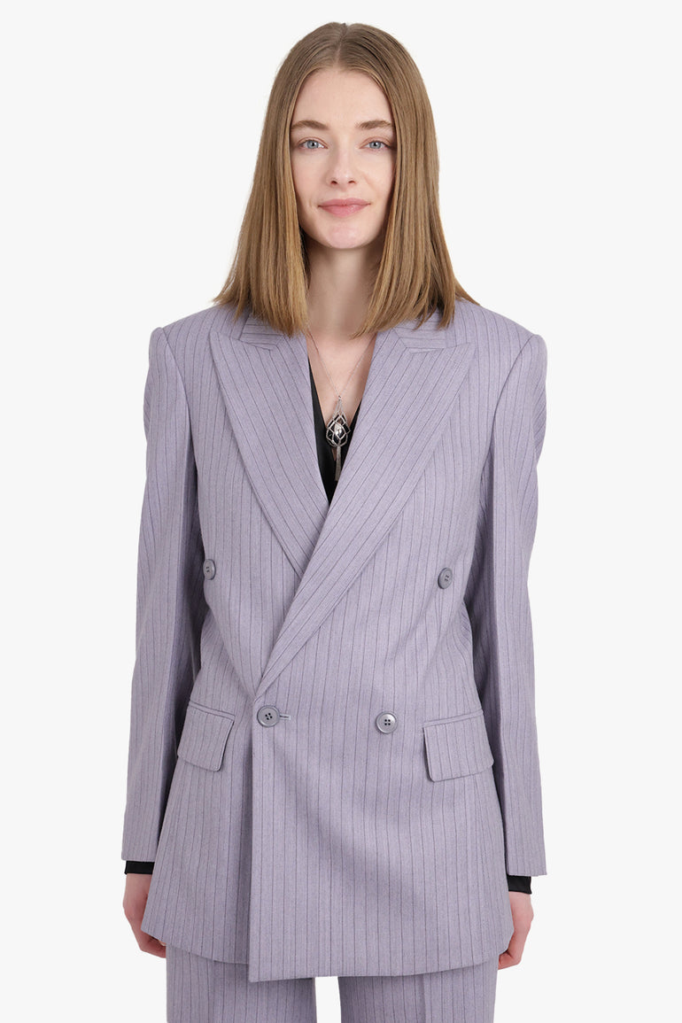 PHOEBE PHILO RTW Strong Shoulder Double Breasted Tailored Jacket | Pale Lilac
