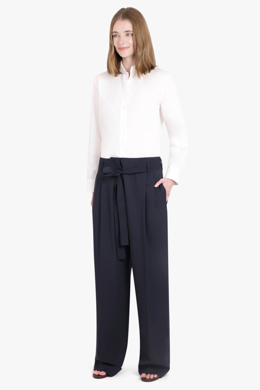 THE ROW RTW Lonan Straight Leg Pant | Navy