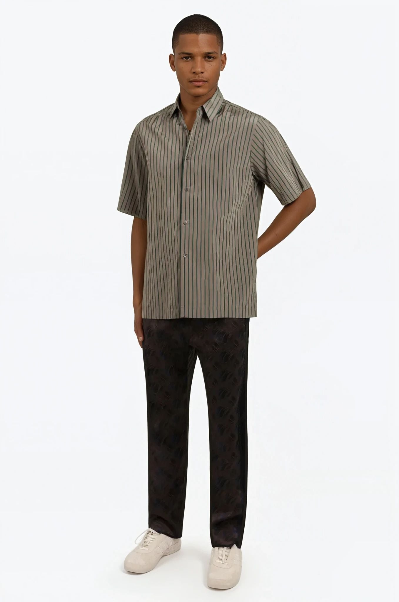 DRIES VAN NOTEN RTW CLASEN STRIPE SHIRT | UMBER