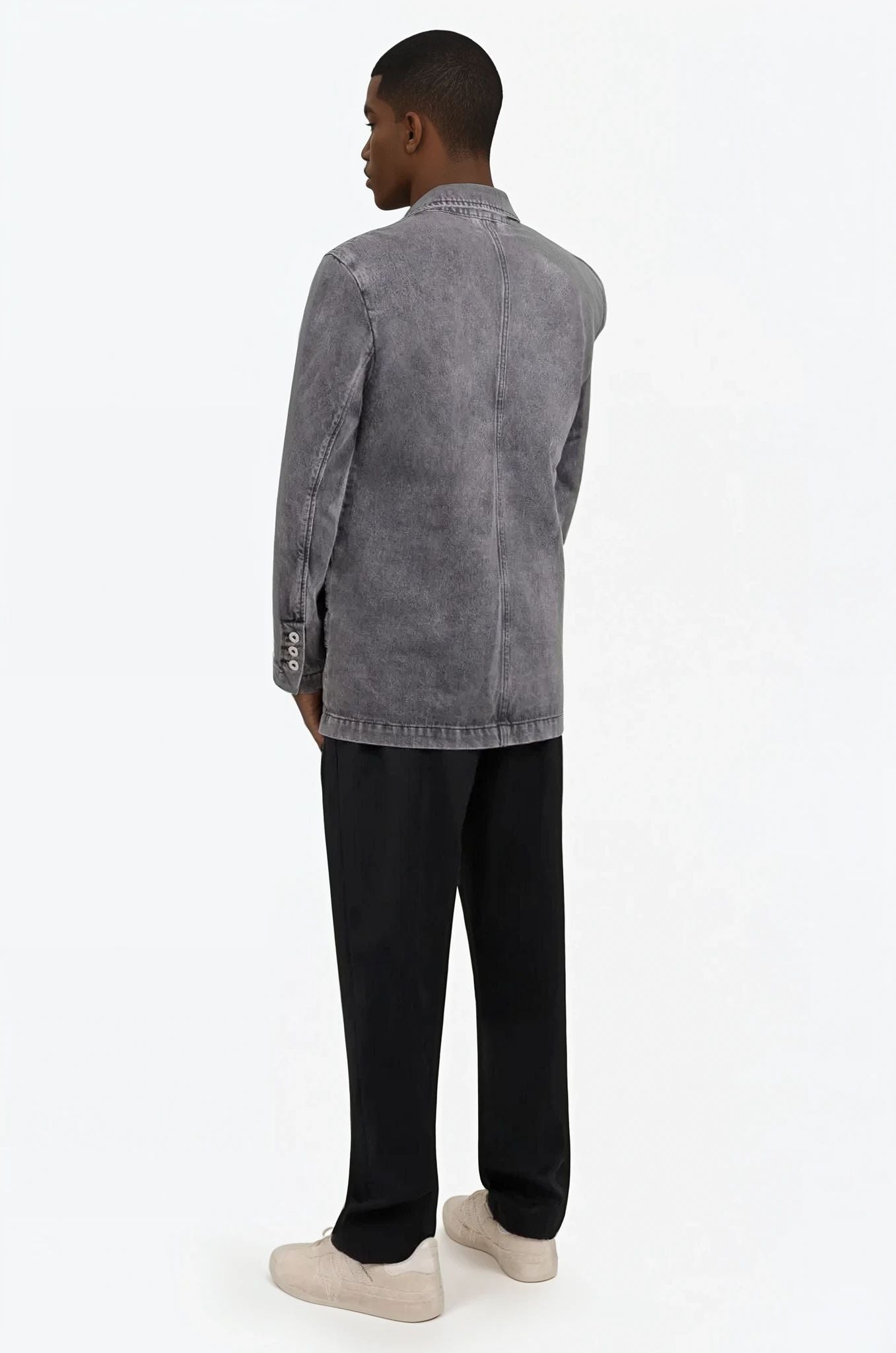 FENG CHEN WANG RTW INSIDE OUT PATCHED DENIM JACKET | BLACK