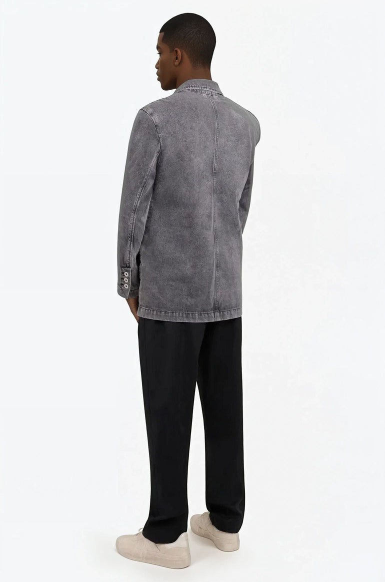 FENG CHEN WANG RTW INSIDE OUT PATCHED DENIM JACKET | BLACK