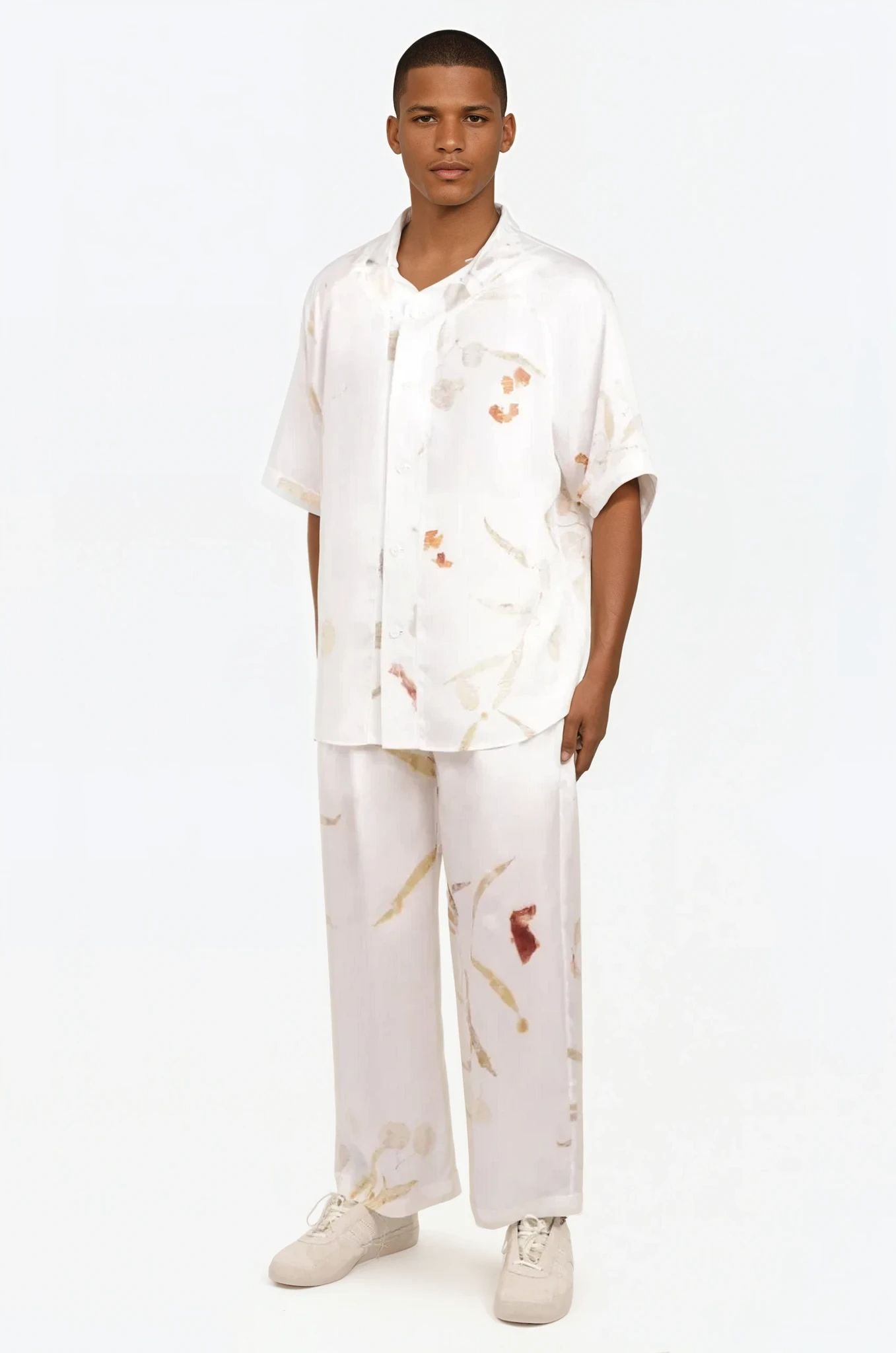 FENG CHEN WANG RTW NATURAL PLANT DYE SHORT SLEEVE SHIRT | WHITE