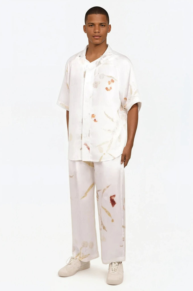 FENG CHEN WANG RTW NATURAL PLANT DYE SHORT SLEEVE SHIRT | WHITE