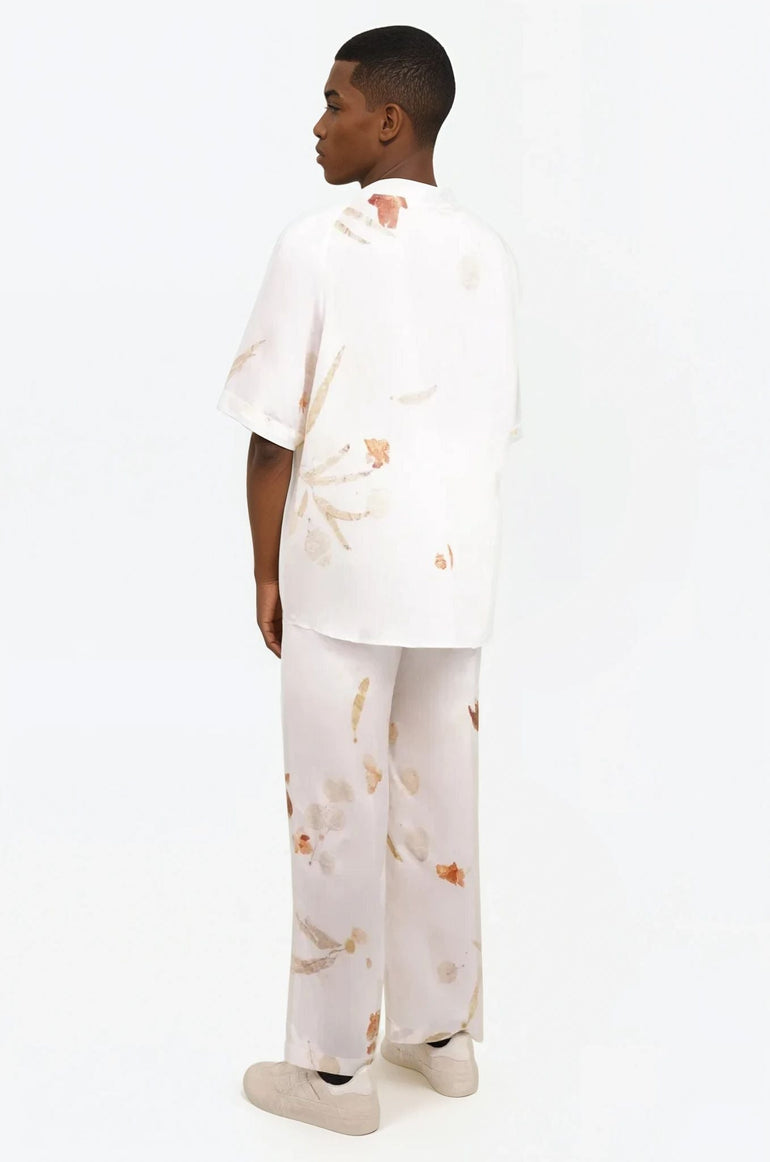 FENG CHEN WANG RTW NATURAL PLANT DYE SHORT SLEEVE SHIRT | WHITE