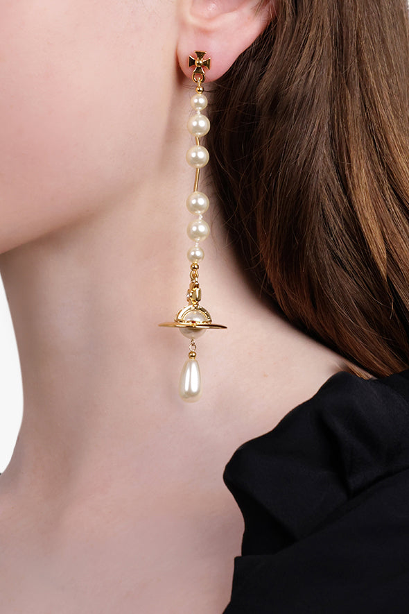 VIVIENNE WESTWOOD JEWELLERY GOLD / White/Gold Broken Pearl Earrings | White/Gold