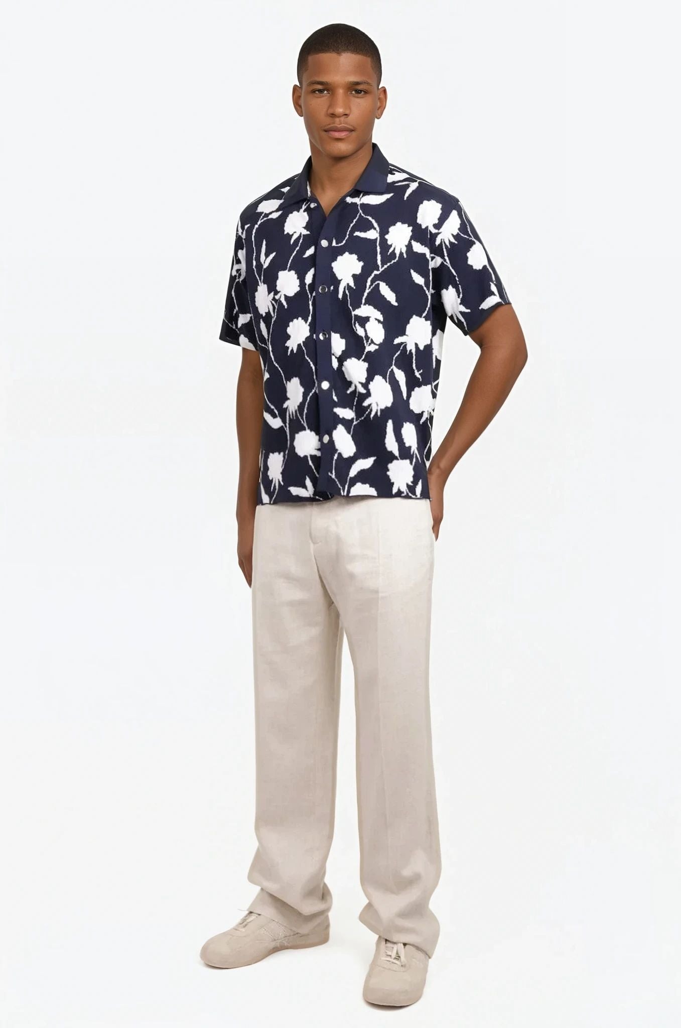 JACQUEMUS RTW La Chemise Maille Rosa | Multi-Navy