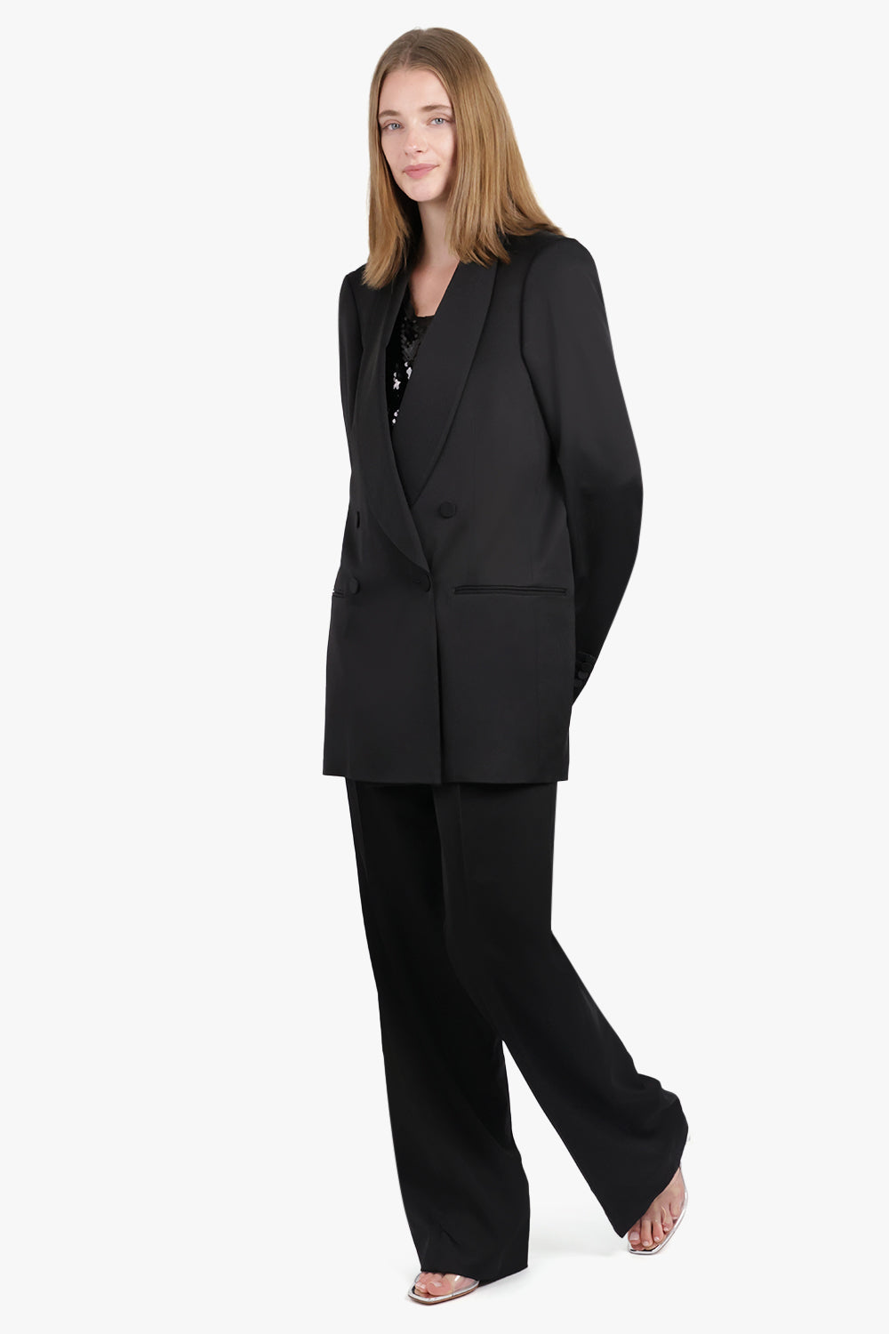 DRIES VAN NOTEN RTW Blinker Double Breasted Long Jacket | Black