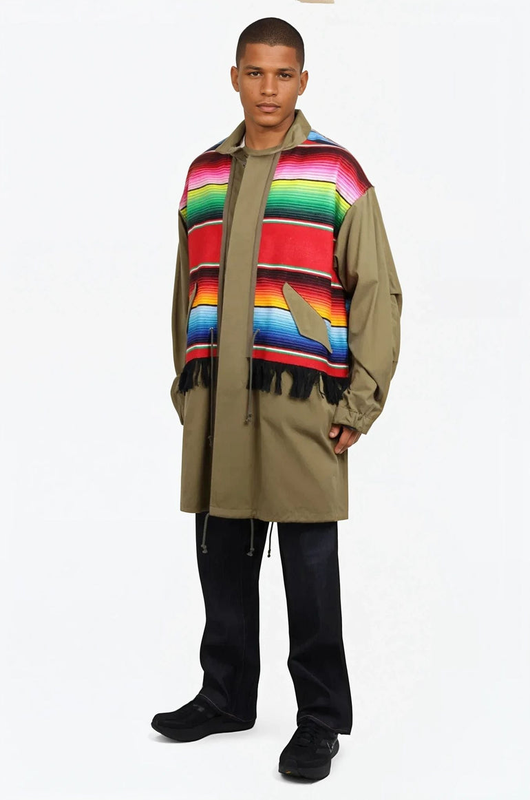 JUNYA WATANABE RTW RELAXED PARKER JACKET WITH STRIPE OVERLAY
