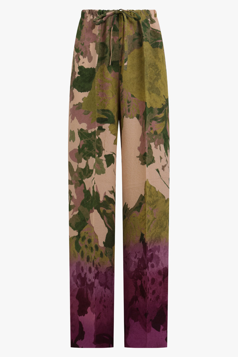 DRIES VAN NOTEN RTW Straight Leg Drawstring Trouser | Burgundy