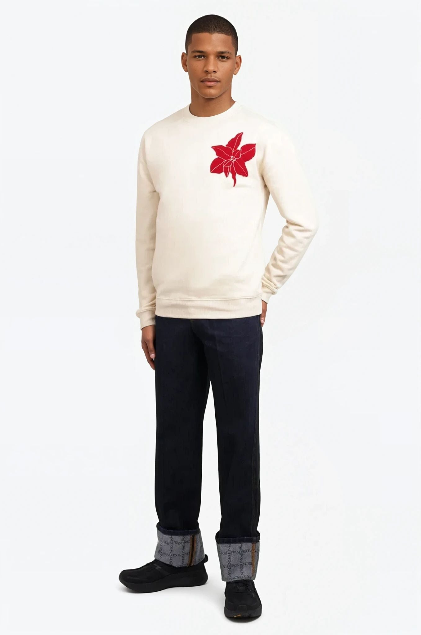 JW ANDERSON RTW Turn Up Logo Workwear Jean Pant | Indigo Blue