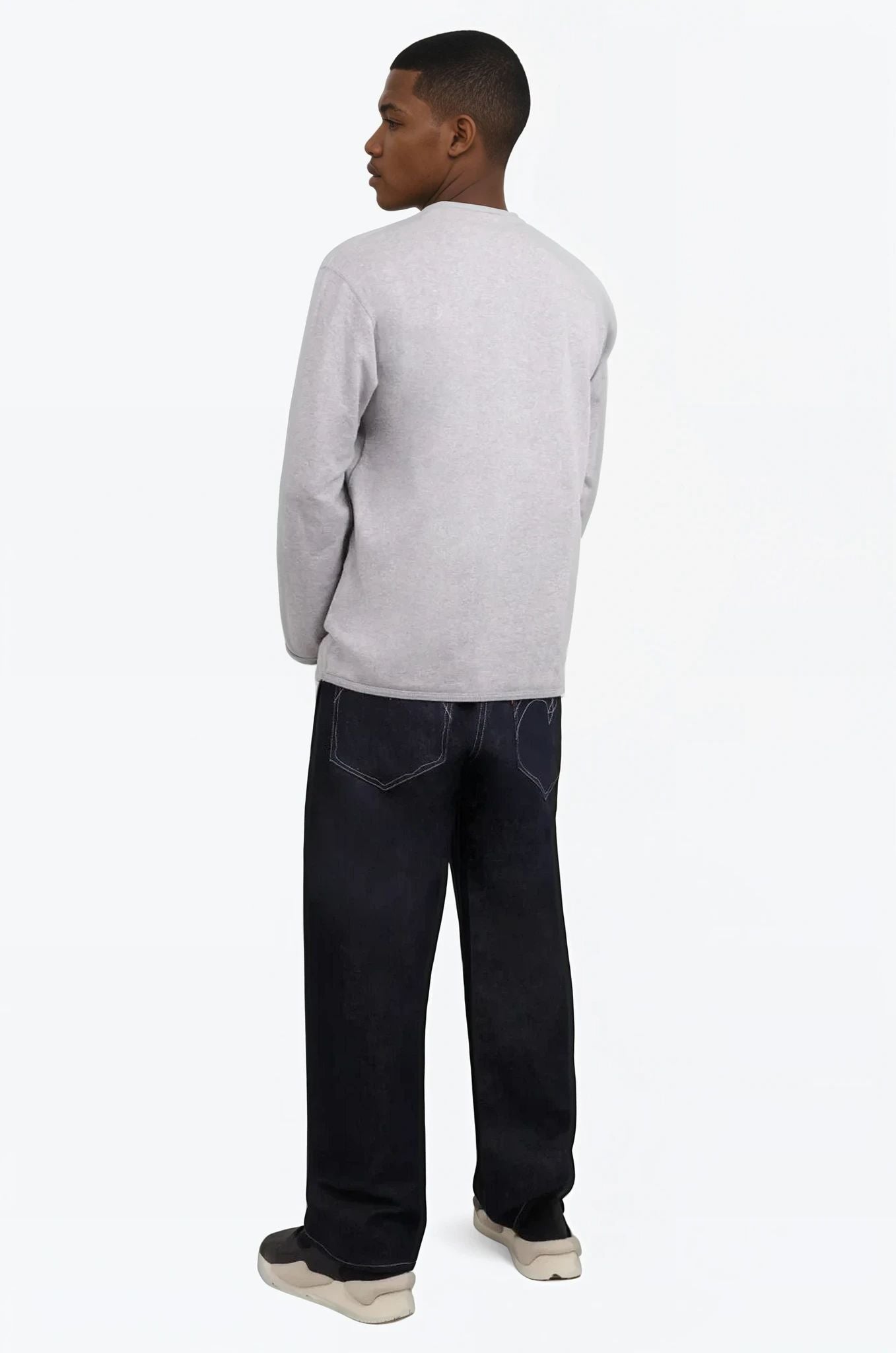 COMME DES GARCONS HOMME RTW CONTRAST BUTTON CARDIGAN | TOP GREY