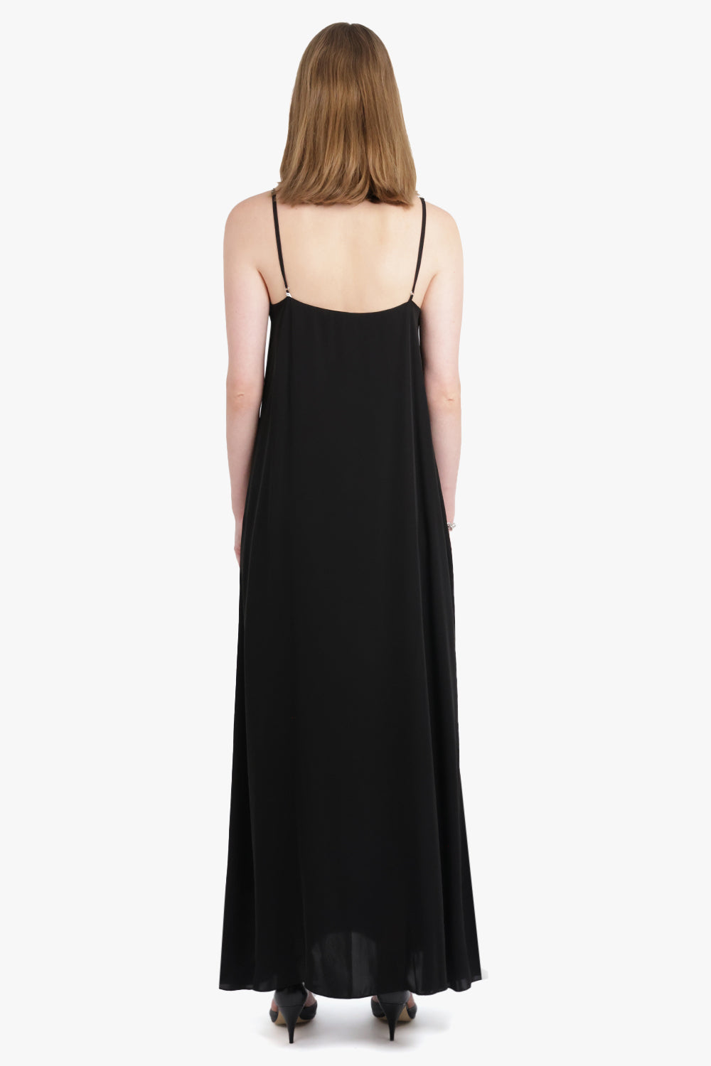 THE ROW RTW Kole Thin Strap V-Neck Maxi Dress | Black