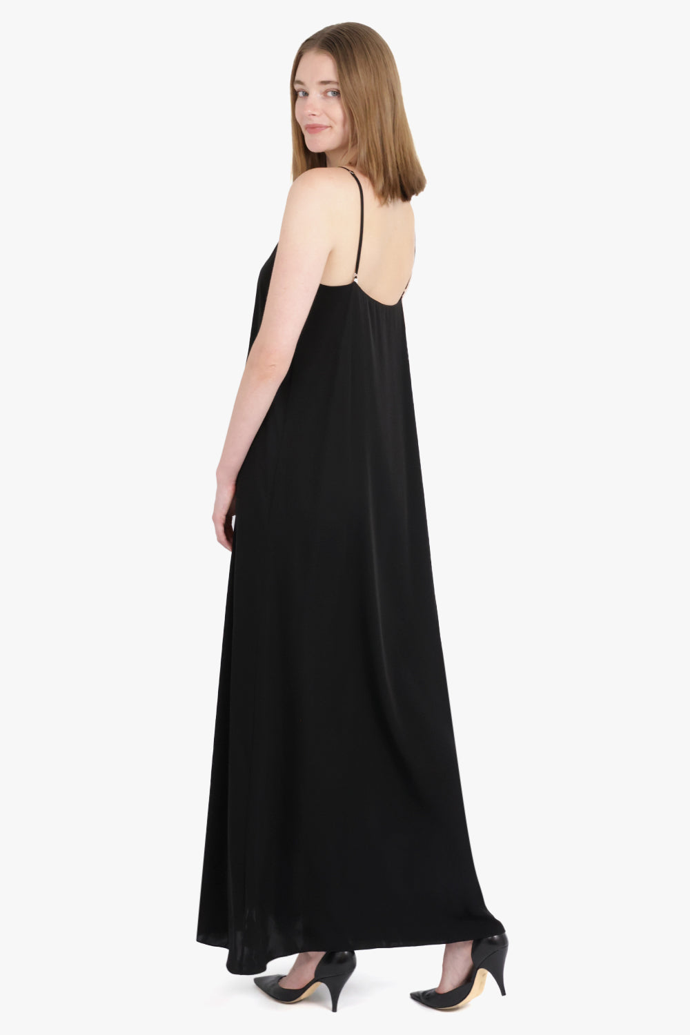 THE ROW RTW Kole Thin Strap V-Neck Maxi Dress | Black