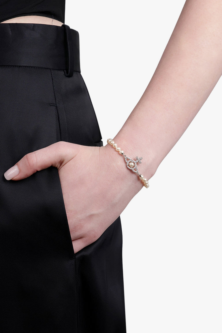 VIVIENNE WESTWOOD JEWELLERY SILVER / White/Silver Olympia Pearl Bracelet | White/Silver