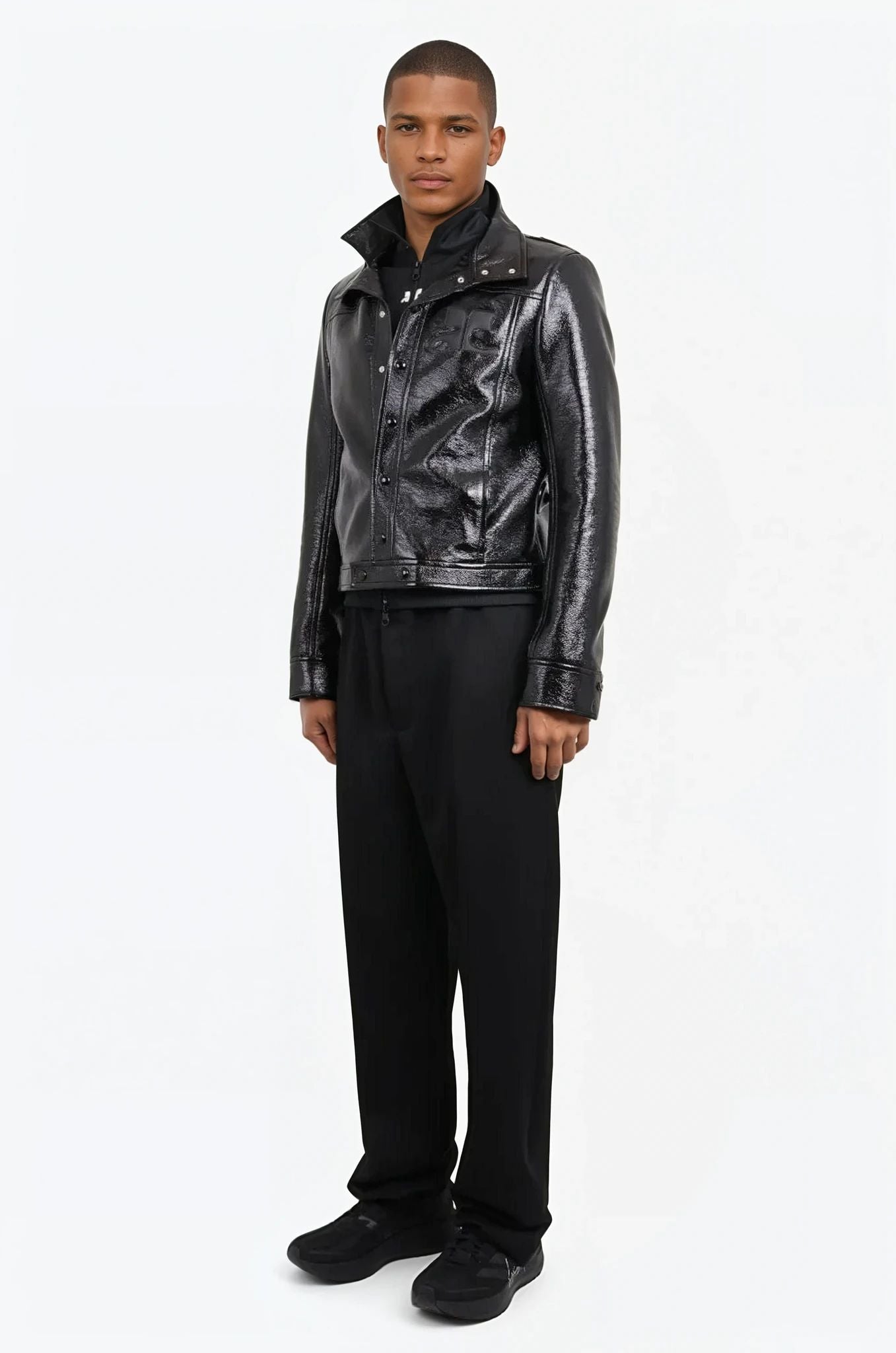 COURREGES RTW VINYL JACKET WITH TONAL LOGO | BLACK