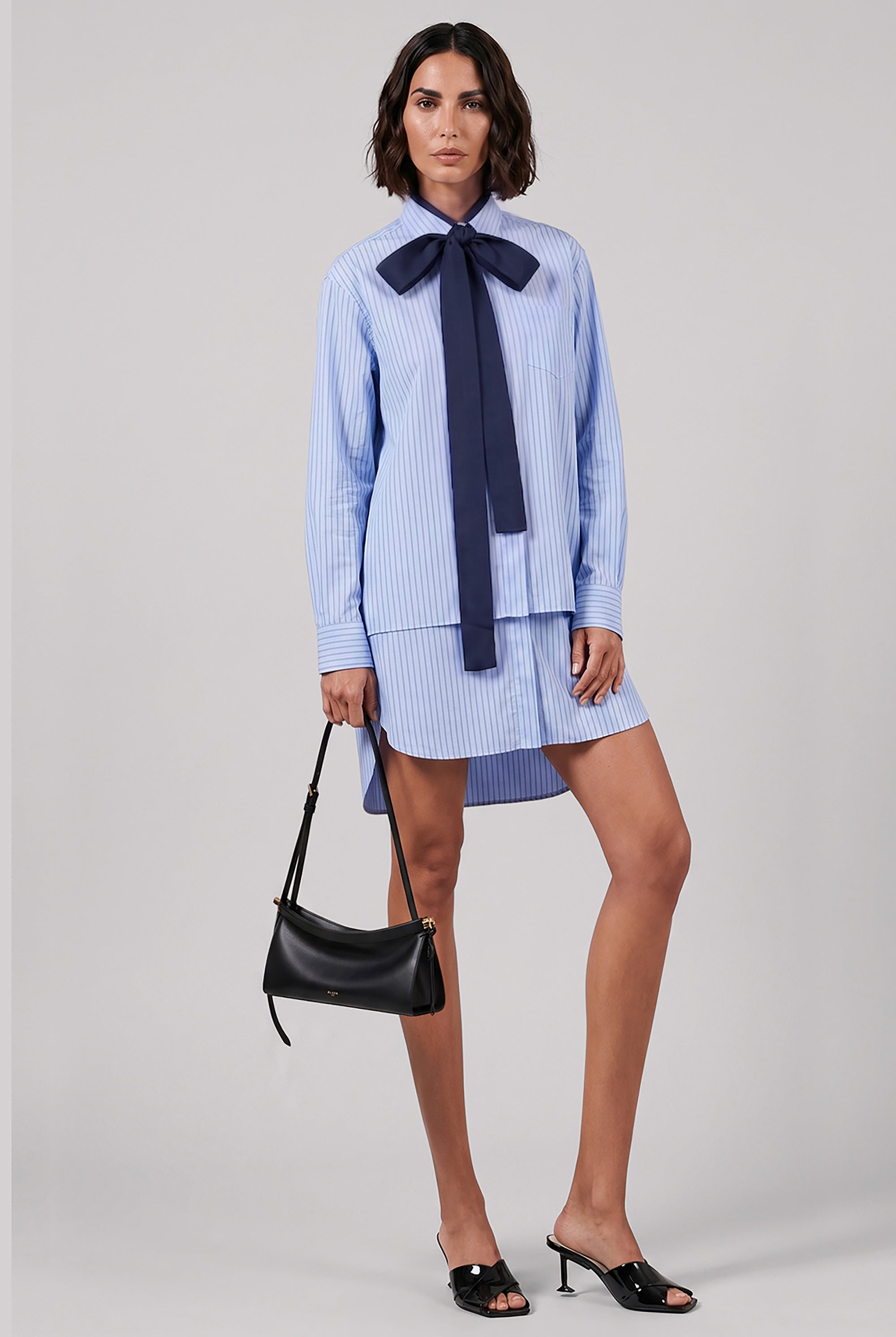 SACAI LAYER STRIPE SHIRT DRESS BLUE NEW SEASON PARLOUR X – Parlour X