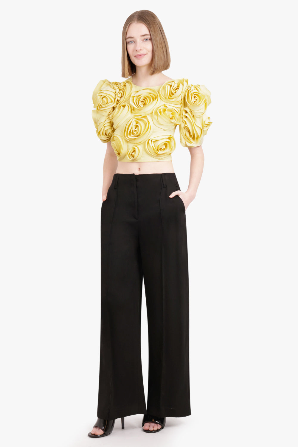 アリシアスタン  Embroidery Puff SleeveTop Yello Joellyn Embroidered Puff Sleeve Top - ASTR the Label