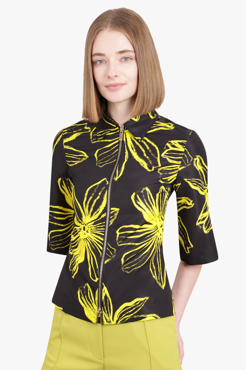 NINA RICCI FLOWER PRINT ZIP TOP L/S YELLOW NEW SEASON PARLOUR X